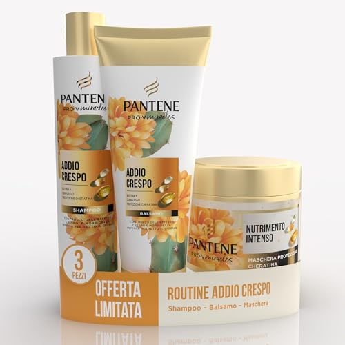 Pantene Pro-V Miracles Addio Crespo Set Regalo per Capelli | 1x Shampoo 250ml, 1x Balsamo 160ml, 1x Maschera 300ml, per Capelli Secchi, Rende Capelli Morbidi e Doma il Crespo