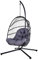 Home Source Rattan Hanging Swing Chair, Egg Shape Garden Patio Seat, Indoor/Outdoor, Soft Cushion Support, Dark Grey