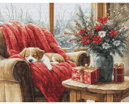 Gobelin Stickpackung Weihnachtsmoment, Zählmuster, 23,5x18cm