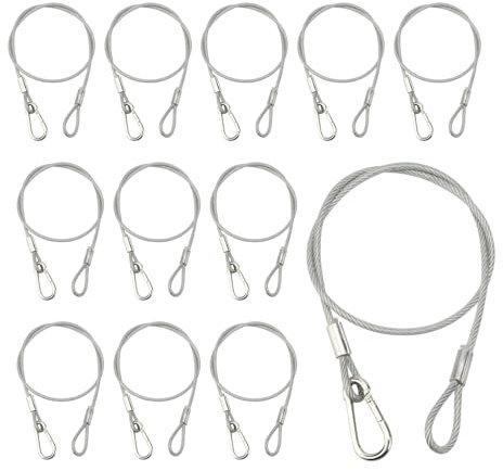 KVMORZE Bühnenlichter-Sicherheitskabel, 80 cm, Edelstahl-Sicherheitsseil, Fallschutz, Sicherheitskabel für Partylichter, DJ-Licht, Bühnenbeleuchtung, 4 mm Durchmesser, 12 Stück (30,5 cm, 80,9 cm)