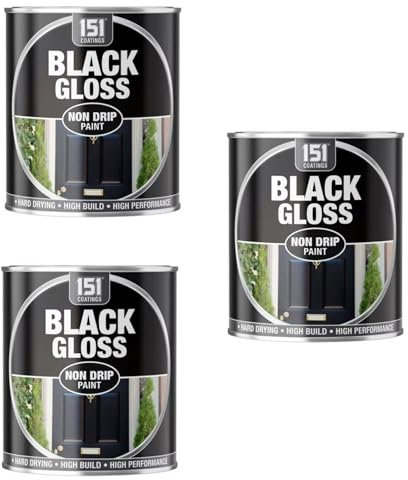 PNJB Non-Drip Black Gloss Paint Tin, Interior & Exterior, Hard-Drying, High Performance, Mess-Free Application, Ideal Use For Wood, Metal, And Concrete, 300ML (3PCS)