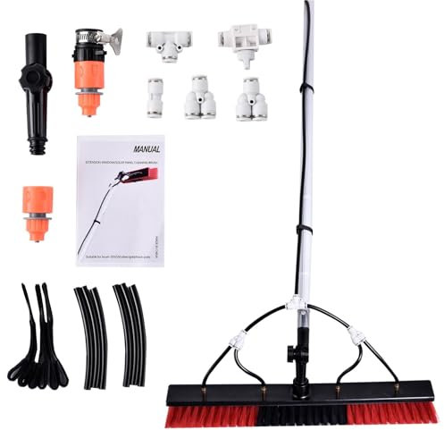 Lunaobrik Fensterreiniger mit großer Reichweite, Reinigungsbürste und Stange für Solarmodule | Ausziehbare Fensterwaschbürste - Hohes Fensterreinigungsset, verstellbare Outdoor-Glasbürste für Glasdach