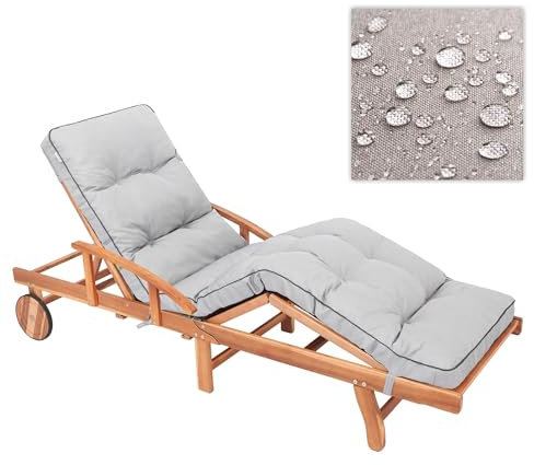 PillowPrim Liegenauflage, Auflage für Gartenliege 200 x 55 x 9 cm -Bequeme Liegestuhl Auflage - Polsterauflage für Sonnenliege, Kissen für Liegestuhl, gesteppt - Aschgrau