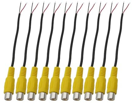 EJPPDHCO Connettore RCA Maschio/RCA Femmina Jack a estremità Filo Nudo Cavo Audio Prolunga Cavi Altoparlanti Connettori RCA Audio Video Fai da Te(10 Female)