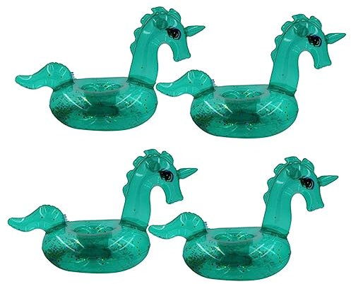 Milisten 4Pièces Porte Flottant Licorne Transparent sous Gonflables pour Boissons Été Décoration De Fête Piscine Support De Gobelet