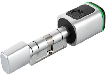 Türschloss Fingerabdruck IP53 Schließzylinder 60mm Mikro-Typ-C Notstromanschluss, Elektronisches Türschloss Haustür Smart Lock mit Schlüssel und IC-Karte und App für 35-45mm Tür