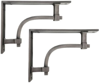 Infinity Decor Pair of Pewter Heavy-Duty Scaffold Board Cast Iron Shelf Brackets Triangle Floating Wall Mounted Brackets for Books, Living Room, Outdoor Support