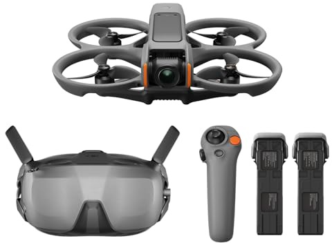 DJI Avata 2 Fly Smart Combo (Three Batteries), FPV Drone with Camera 4K, Immersive Experience, One-Push Acrobatics, Built-in Propeller Guard, 155° FOV, Camera Drone with Goggles N3 and RC Motion 3