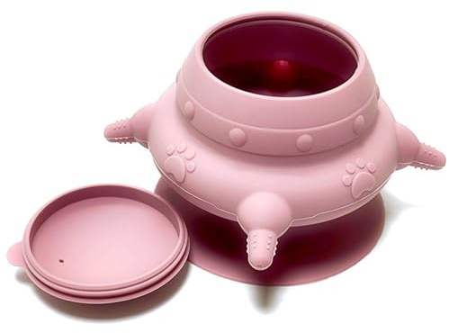 Odoukey Biberons d'allaitement pour Chiots, 200ml, 4 tétines, Lait pour Chaton, avec Ventouse puissante, Station d'allaitement en Silicone avec Couvercle Amovible