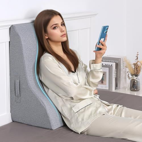 GOFORIT Lesekissen für Bett & Sofa, Ergonomisches Rückenkissen mit S-Form, Rückenstütze zum Sitzen & Liegen, Keilkissen Rückenlehne für Bettkopfteil, Venenkissen (60x50x32cm)
