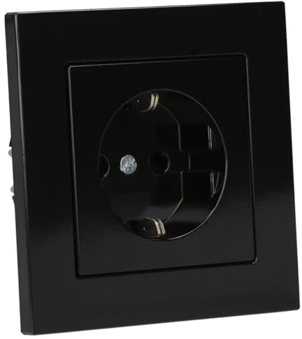 JUNG Serie A SCHUKO Steckdose Safety Set Schwarz | mit A1520KISW SCHUKO Steckdose m. Berührungsschutz, A5581BFSW Rahmen 1-fach