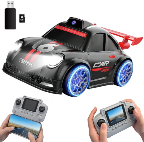 HUAJUN Ferngesteuertes Auto mit Kamera, 2.4 Zoll Bildschirm-Fernbedienung | RC Drift Racer,Live-Foto/Video, 2 Geschwindigkeiten, Follow-up-Modus, Automatische Demonstration,für Kinder und Erwachsene