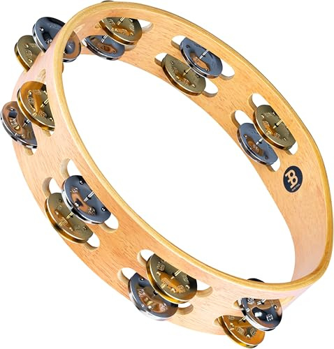 Meinl Percussion Recording-Combo Wood Tambourine, Natur (TA2M-SNT) | Tamburin mit 2 Reihen Jingles, Durchmesser 10 Zoll, Holz, Stahl und Messing
