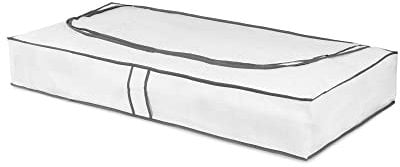 Compactor - Housse de rangement format extra plat dessous de lit, coloris blanc et liseré gris – Rangement dessous de lit