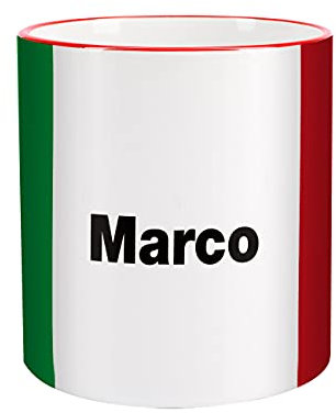 Herz & Heim® Tasse mit Wunschnamen und Flagge - Italien -