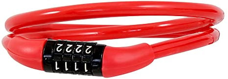 DEKTON DT70310 Combination Bike Lock, Black/Red, 8 mm x 650 mm