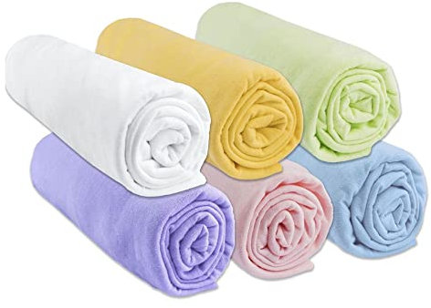 Lot de 6 Draps Housse 40x80 / 40x90 cm Lit Bébé, Berceau, Couffin | 100% Coton | Multicouleur | Extensible Respirant | Sommeil sain | Marque Easy Dort | Certifié Oeko-Tex | Fabriqué en Europe