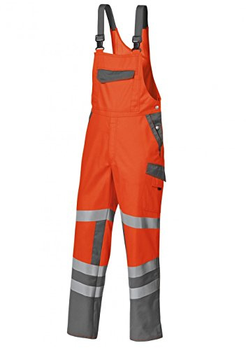 BP 2111-845-8553-64n Latzhose, Stretch-Hosenträger mit Clipbefestigungen, 270,00 g/m² Stoffmischung, Warnorange/dunkelgrau, 64n