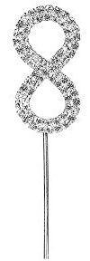 Cake Star Diamante Silver Cake Number, Sparkling Number on Strong Metal Wire, Baking Decorations for Birthday or Anniversary, Give Cakes a Personal Touch - Clear 8