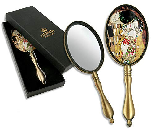 Carmani - Schäbige schicke Frisierkommode Handspiegel mit Gustav Klimt 'Der Kuss'