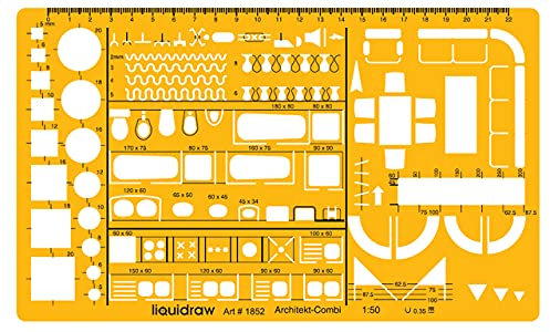 Liquidraw Architektur-Schablone im Maßstab 1:50, Lineal, Zeichenschablone, technisches Skizzenzubehör, Architektur, Möbeldesign-Symbole für die Inneneinrichtung und Grundriss