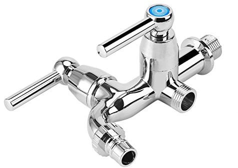Grifo de grifo de agua mezclador de doble nivel, grifo de enfriador individual, doble boquilla G1/2 para lavadora, cocina fregadero ducha (mango recto)
