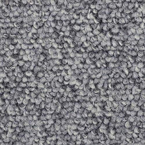 Teppichboden Meterware 500cm und 400cm breit ideal für Büro und Flur strapazierfähige Auslegware grau mit Schlingen Struktur