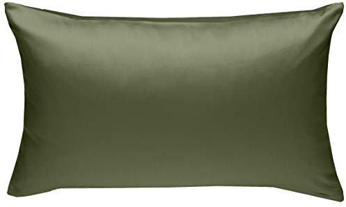 Bettwaesche-mit-Stil Mako-Satin Baumwollsatin Bettwäsche Uni einfarbig zum Kombinieren (Kissenbezug 50 cm x 70 cm, Dunkelgrün)