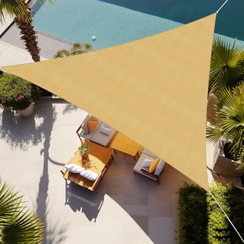 Shade&Beyond Dreieckiges Sonnensegel, Sonnentuch, Schattentuch, gebogen, 50,8 x 50,8 x 50,8 cm, Sanddach, durchlässig, für Terrasse, Garten, Hof, Deck, Pergola, (wir stellen individuelle Größen her)