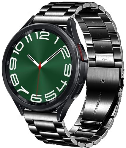 DEALELE Armband Kompatibel mit Samsung Galaxy Watch 7 / FE / 6/6 Classic / 5/5 Pro / 4/4 Classic / 3 41mm / Huawei GT3 42mm, 20mm Edelstahl Metall Ersatz Armbänd für Herren Damen, Schwarz