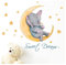 Little Deco Kinderzimmer Wandtattoo Sweet Dream Elefant & Mond I 80 x 48 cm (BxH) I Junge Mädchen Babyzimmer Aufkleber Sticker Wandaufkleber Wandsticker DL207-26