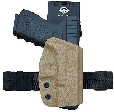 OWB Tactical KYDEX Pistolenholster Waffenholster Für: Glock 19 19x 23 25 32 Glock 17 22 31 Glock 26 27 33 CZ P10 Pistolenhalfter Pistole Waffentasche Pistol Case Holster Bund außen tragen (Tan, Right)