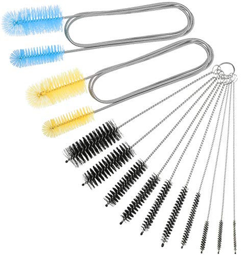 12 Stücke Aquarium Filter Bürste Nylon Tube Bürste Set Flexibel Doppelseitige Ende Schlauch Bürste Rohr Reinigung Edelstahl Lang Tube Reinigungsbürste für Aquarium, Hause Küche, Gläser, Strohhalme