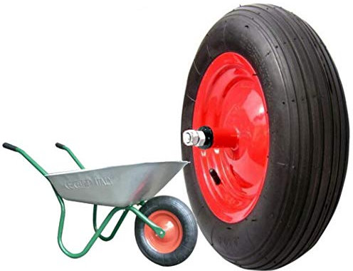 ECOVELO Union Ruota PNEUMATICA Completa 3.50-8 (4pr) Ricambio per CARRIOLA Modello Vespa ASSE Lungo 155 mm Gomma