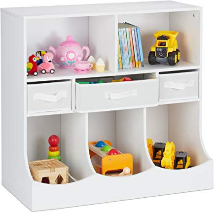 Relaxdays Kinderregal für Spielsachen & Bücher, HBT: 75 x 80 x 40 cm, 8 Fächer, Mädchen & Jungen, Spielzeugregal, weiß