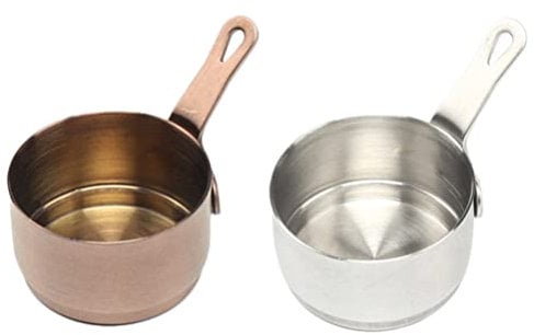 HEMOTON Stainless Steel Mini Saucepan 2 Pack 50Ml Small Dipping Sauce Bowls with Handle for Condiments Soy Sauce Ketchup Vinegar Seasoning