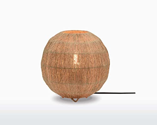 Good&Mojo Tischlampe Iguazu - Jute - Ø25cm - Rund - Jute - Tischleuchte Wohnzimmer & Schlafzimmer - Tischlampen modern