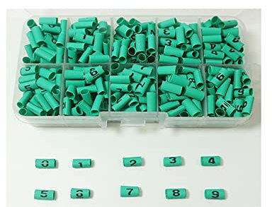 Plastic box heat shrink tubing cable marker label Wire Number 0 to 9 1-16mm 8 Colore PVC insulation shrink ratio 2:1-China,green color,10mm