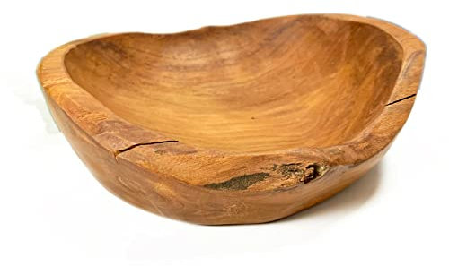 Darthome Ltd Teak Root Wood Decorative Bowl 18cm Rustic Hand Carved Round Fruit Snack Table