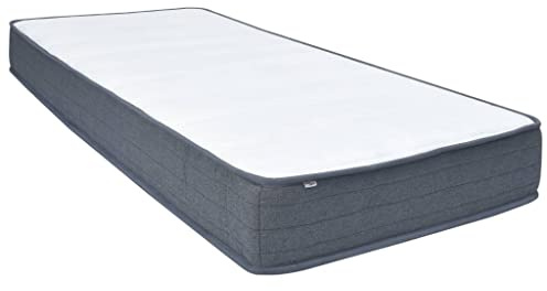 vidaXL Boxspringbett-Matratze 200 x 100 x 20 cm - weiß und dunkelgrau - Polyester - MATTRESSE - 200 cm x 100 cm x 20 cm - Ausgewogene - Taschenfederkern