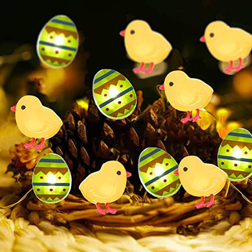 Eledreme lichterkette ostern 20 led osterdeko für draußen, warmweiß osterküken lichterkette außen batterie, ostern deko lichterkette innen batterie für Ostern Festival Party garten