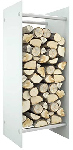 XIAOGUANG Brennholzregal, Kaminholzregal, Brennholz Regal Außen, Holzregal, Kaminholz Ablage Innen, Outdoor Firewood Racks, Weiß 40x35x100 cm Hartglas