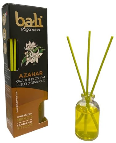 Bali fragancias Ambientador Mikado AZAHAR Difusor con varillas de ratán para tu salón, comedor o cualquier estancia de tu hogar, fragancias seleccionadas, Aromaterapia, Perfumado (30 ml)