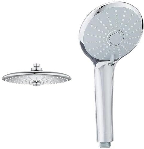 GROHE Euphoria 260 - Kopfbrause (wassersparend, mit 3 Strahlarten, Antikalk System), chrom, 26457000 & Euphoria 110 Massage - Handbrause (3 Strahlarten), chrom, 27221000