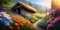 70x200cm Groß Diamant Painting Bilder Gärten Hütte Diamond Painting Kinder DIY Basteln Malen Nach Zahlen Erwachsene Full Drill Diamond Dots Stickerei Crystal Art für Home Wand Dekoration T-9811
