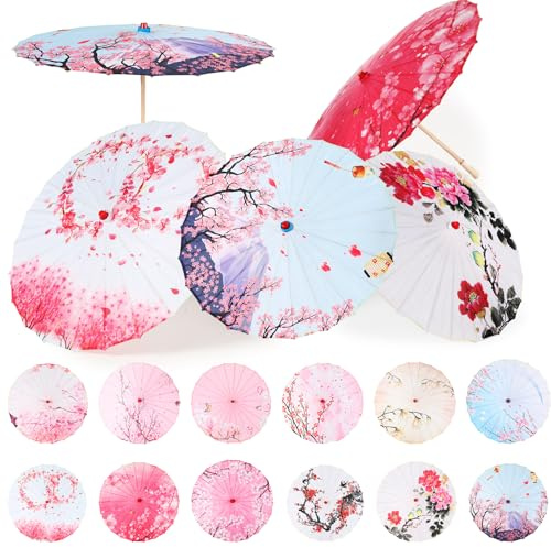 Shinylin Regenschirme aus geöltem Papier für Hochzeiten, 81,3 cm, Bambusseide, chinesischer japanischer Sonnenschirm, Blumenkunst, Tanzschirm für Brautpartys, Gastgeschenke, Fotografie, Kostüme