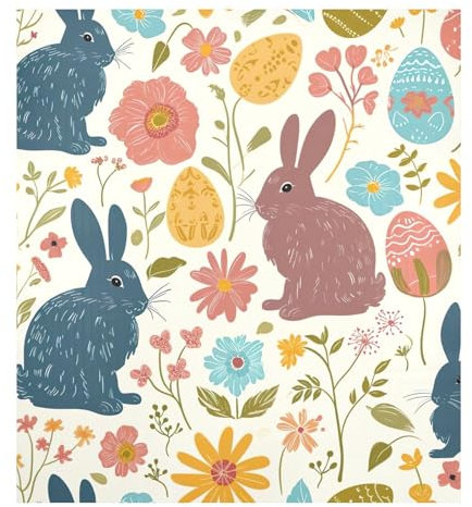 Ostern mit Hasen und Blumen Kühlschrank Abdeckung Aufkleber Magnet Edelstahl Geschirrspüler Abdeckung Geschirrspüler Deko Magnet
