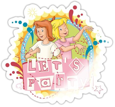 Spreadshirt Bibi Und Tina Let's Party Sticker Aufkleber, 10 x 10 cm, Weiß glänzend