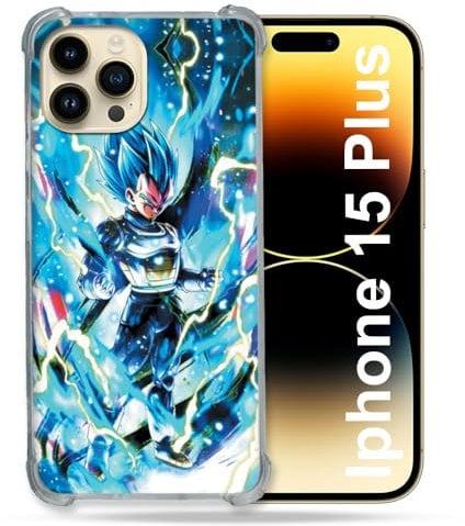 Cokitec Reinforced Case for iPhone 15 Plus (6.7) Manga Dragon Ball Vegeta Blue