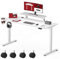 SANODESK Höhenverstellbarer Schreibtisch Computertisch mit Monitor Ständer Monitor Erhöhung Schreibtisch Höhenverstellbar Elektrisch Ergonomischer mit Haken und Rollen 2-Fach-Teleskop 140x60CM